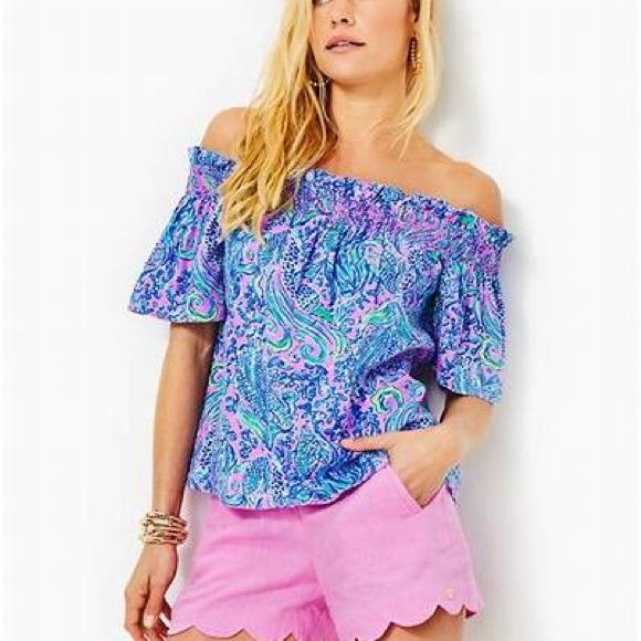 Lilly Pulitzer 4” Brea Linen Shorts NWT Small - Picture 2 of 5